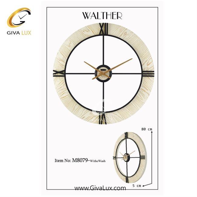 ساعت دیواری اورجینال والتر آلیاژ فلزی-چوب قهوه ای| کد رفرنس 8079BR 8079-White Wash-1.jpg